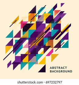 Booklet cover template with a place for the title and text. Abstract background of multicolored squares, triangles and lines for advertising, printing, web.