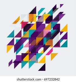 Booklet cover template with a place for the title and text. Abstract background of multicolored squares, triangles and lines for advertising, printing, web.
