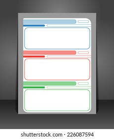 Booklet design template page for three products in catalog