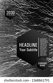 Booklet design vector layout. Black and white monochrome waves texture. Buzzing flux ripple movement background. Cool booklet vector cover template design. Geometric creative solutions.