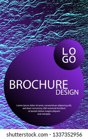 Booklet design vector layout. Proton purple and cyan blue esports texture. Research development plan cover. Buoyant wavy flux background pattern. Cool booklet vector cover template design.