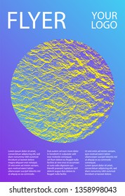 Booklet design vector layout. Violet blue yellow arthouse effect texture. Company strategy book cover. Cool booklet vector cover template design. Liquid rippling motion background pattern.