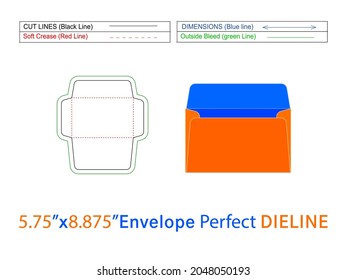 Booklet envelope dieline template 5.75x8.875 inch Editable easily resizable and 3D envelope