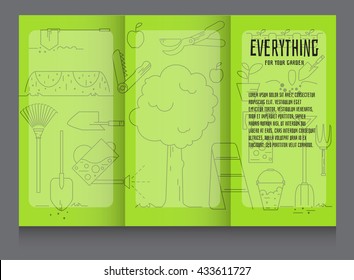 Booklet with  gardening elements in line style.