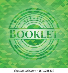 Booklet green emblem with mosaic ecological style background. Vector Illustration. Detailed.