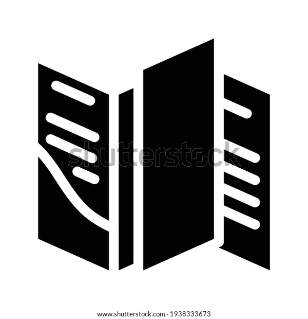 booklet with insert\
glyph icon vector. booklet with insert sign. isolated contour\
symbol black\
illustration