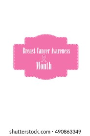 booklet label pink ribbon Breast Cancer month Avareness vector