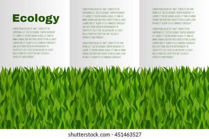 Booklet layout with green grass on the theme of ecology. There is a place for text. 