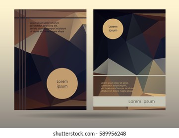 Booklet layout templates. Promotion page design. Vector illustration. Low polygonal brochure sample.