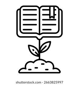 Booklet with leaves showing concept of knowledge growth