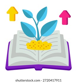 Livreto com folhas mostrando o conceito de crescimento do conhecimento