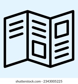 Booklet line icon. Catalogue, brochure folded paper. Polygraphy vector design concept, outline style pictogram on white use for and app. Eps 10.