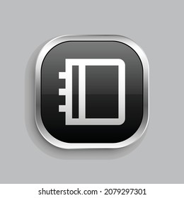 diseño de iconos de línea de folleto. Estilo botón brillante rectángulo redondeado aislado en fondo gris. Ilustración del vector
