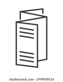 Booklet page icon vector in thin line style. Outline symbol for reference, paper, documents. Sign of chapter, note, paragraph, notebook. E-reading, e-library simple illustration.