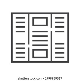 Booklet page icon vector in thin line style. Outline symbol for reference, paper, documents. Sign of chapter, note, paragraph, notebook. E-reading, e-library simple illustration.