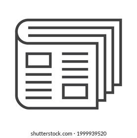 Booklet page icon vector in thin line style. Outline symbol for reference, paper, documents. Sign of chapter, note, paragraph, notebook. E-reading, e-library simple illustration.
