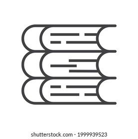 Booklet page icon vector in thin line style. Outline symbol for reference, paper, documents. Sign of chapter, note, paragraph, notebook. E-reading, e-library simple illustration.