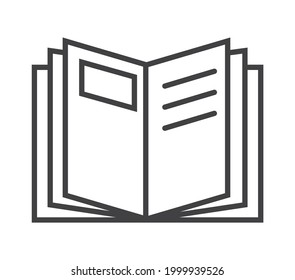 Vector de icono de página de folletos en estilo de línea delgada. Símbolo de esquema para referencia, papel, documentos. Signo de capítulo, nota, párrafo, cuaderno. E-read, ilustración simple de la biblioteca electrónica.