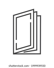 Booklet page icon vector in thin line style. Outline symbol for reference, paper, documents. Sign of chapter, note, paragraph, notebook. E-reading, e-library simple illustration.