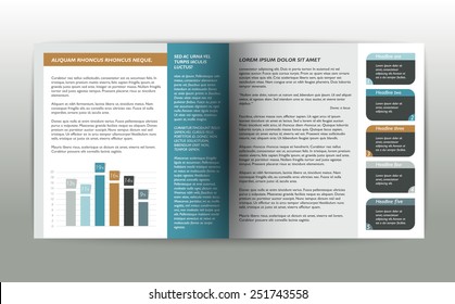 Booklet page. Magazine layout for infographics. Web template.