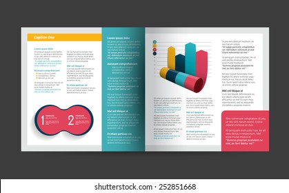 Booklet page. Magazine layout for infographics. Web template.