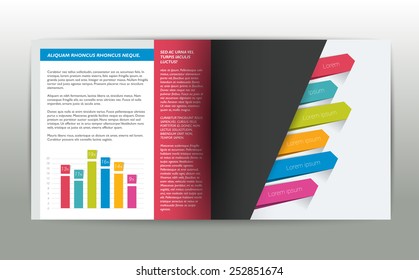 Booklet page. Magazine layout for infographics. Web template.