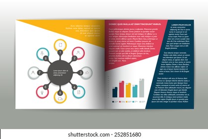 Booklet page. Magazine layout for infographics. Web template.