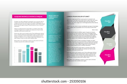 Booklet page. Magazine layout for infographics. Web template.