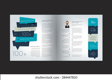 Booklet page. Magazine layout for infographics. Web template.