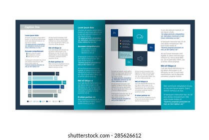 Booklet page. Magazine layout for infographics. Web template.