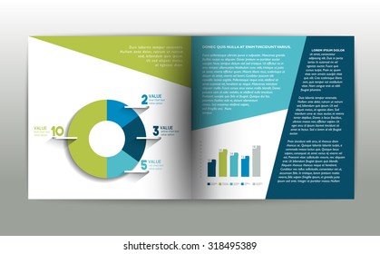 Booklet page. Magazine layout for infographics. Web template.