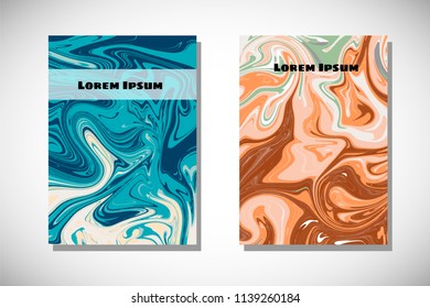 Booklet, presentation, magazine or any document cover design with beautiful abstract background. Imitation of marble or flow of liquid paints. For presentation template, wallpaper, brand identity