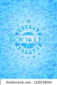 Booklet realistic light blue emblem. Mosaic background