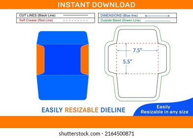 Booklet Small Size Envelope 5.5x7.5 Inch Dieline Template Design