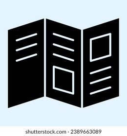 Booklet solid icon. Catalogue, brochure folded paper. Polygraphy vector design concept, glyph style pictogram on white background, use for web and app. Eps 10