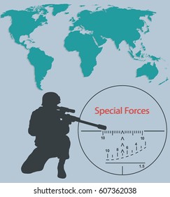 Booklet Special forces, sniper and world map.