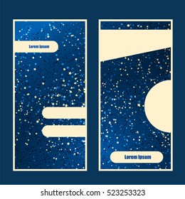 Booklet template background. Vector illustration. Star blue sky dark advertisement flyers. Abstract blank template with copy-space text place for design project.