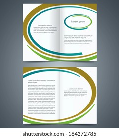Booklet template design with brown, blue and green elements, layout business brochure, flyer template,