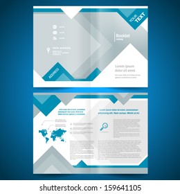 Booklet Template Design Catalog Brochure Folder Geometric Triangle Rhombus Abstract Element Blue Color Background