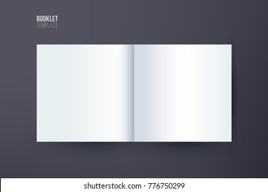 Booklet template. Vector booklet spread mock up isolated on dark background.