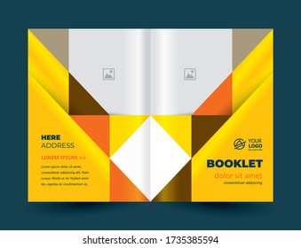 Booklet triangles and squares theme design template brochure cover. Cmyk color profile