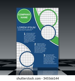 Booklet vector template. Brochure, mockup, business report, magazine cover, placard, banner, poster design. A4 size