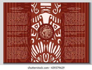 booklet vintage. Vector ethnic booklet with the head of a Mayan