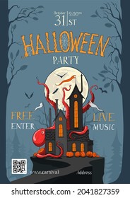 Booklets Halloween pumpkins, bats, spiders and serpentine. Vector illustration, posters, ads, coupons, promotional material