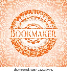 Bookmaker abstract orange mosaic emblem