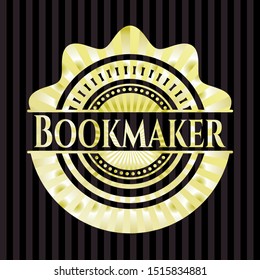 Bookmaker golden badge or emblem. Vector Illustration. Detailed.