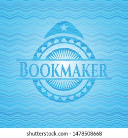 Bookmaker light blue water style badge. Vector Illustration. Detailed.