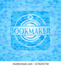 Bookmaker realistic sky blue mosaic emblem