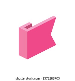 Bookmark 3d vector icon isometric pink and blue colors minimalism illustrate