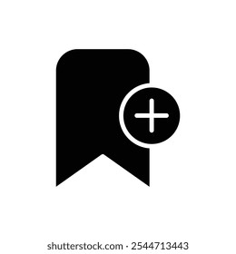 Bookmark add icon Black and white outline vector
